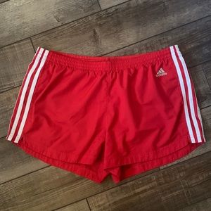 Red Adidas shorts